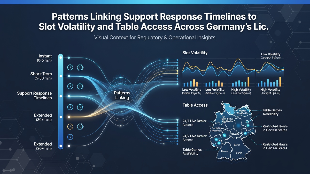 Diagramm illustriert zeitliche Muster von Supportantworten und deren Einfluss auf Spielzugänge in lizenzierten Netzwerken